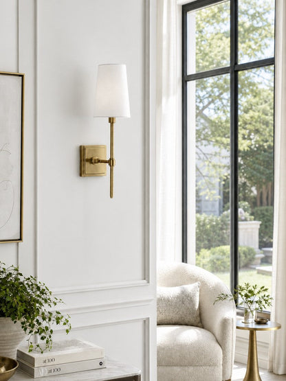 Wandlamp met linnen kap - retro metalen wandverlichting voor slaapkamer en gang
