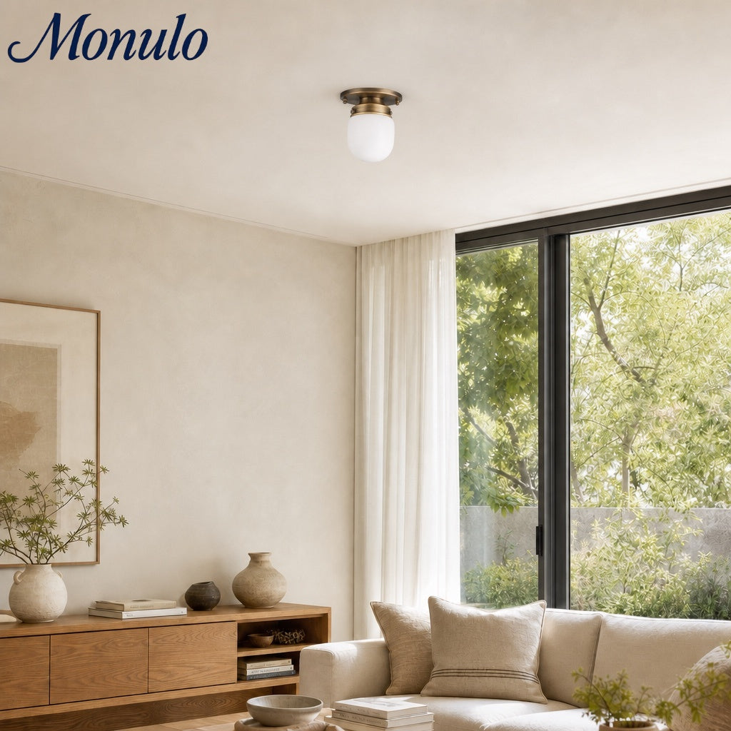 Opaal Glazen Wandlamp & Plafondlamp Dubbelfunctie Modern Design Messing