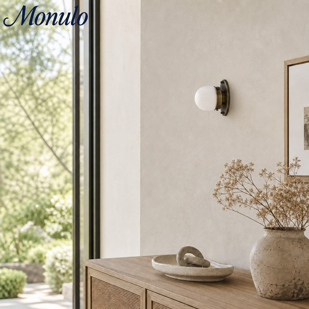 Opaal Glazen Wandlamp & Plafondlamp Dubbelfunctie Modern Design Messing
