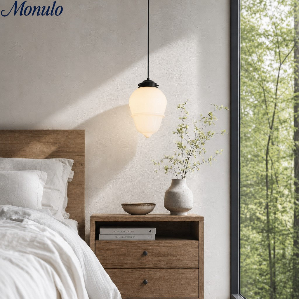 Vintage Art Deco Melkglas Hanglamp met Gestreepte Kap voor Eetkamer en Woonruimte
