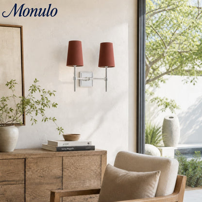 Wandlamp met linnen kap - retro metalen wandverlichting voor slaapkamer en gang