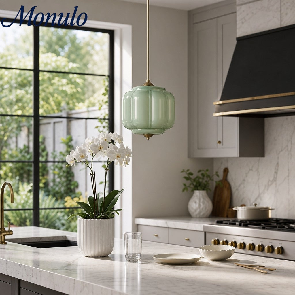 Vintage Melkglazen Hanglamp met Gegolfde Rand – Scandinavische Sfeerverlichting voor Keuken en Slaapkamer