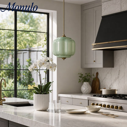 Vintage Melkglazen Hanglamp met Gegolfde Rand – Scandinavische Sfeerverlichting voor Keuken en Slaapkamer