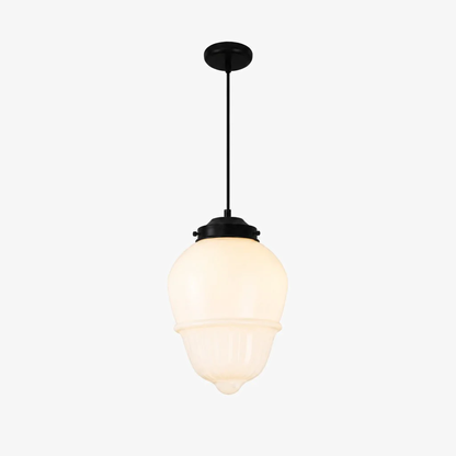 Vintage Art Deco Melkglas Hanglamp met Gestreepte Kap voor Eetkamer en Woonruimte