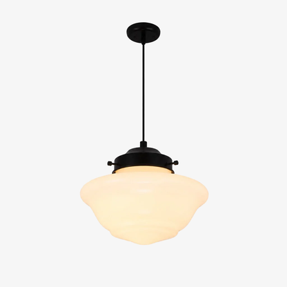Vintage Art Deco Melkglas Hanglamp met Gestreepte Kap voor Eetkamer en Woonruimte