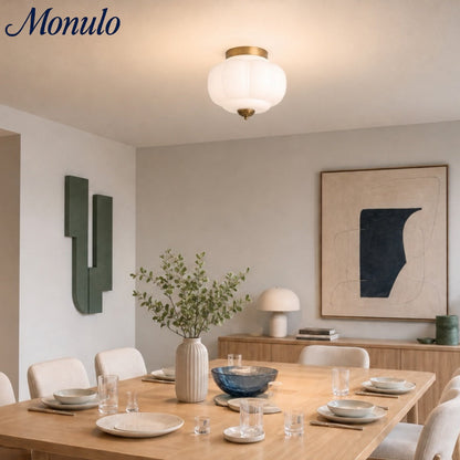 Retro Plafondlamp met Melkglazen Kap – Verfijnde Semi-Flush Mount Verlichting voor Moderne Interieurs