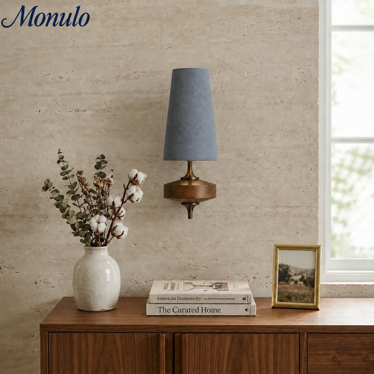 Retro Wandlamp met Stoffen Kap – Vintage Verlichting voor Slaapkamer