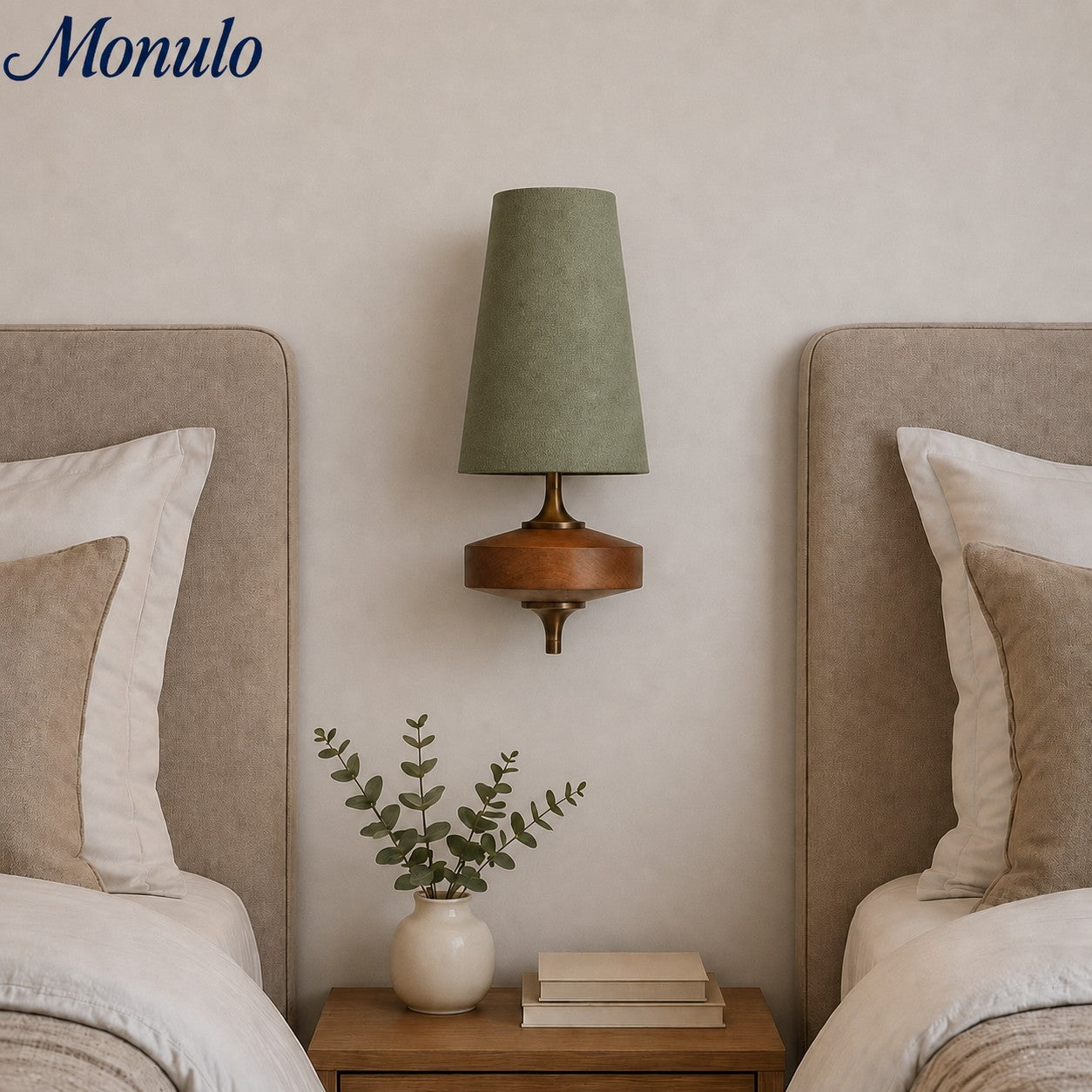 Retro Wandlamp met Stoffen Kap – Vintage Verlichting voor Slaapkamer