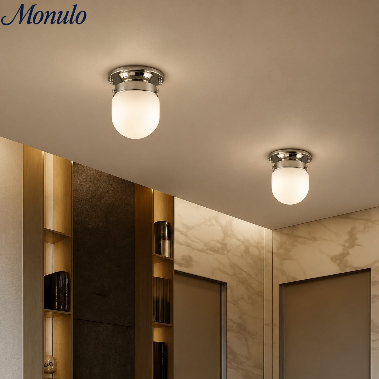 Opaal Glazen Wandlamp & Plafondlamp Dubbelfunctie Modern Design Messing
