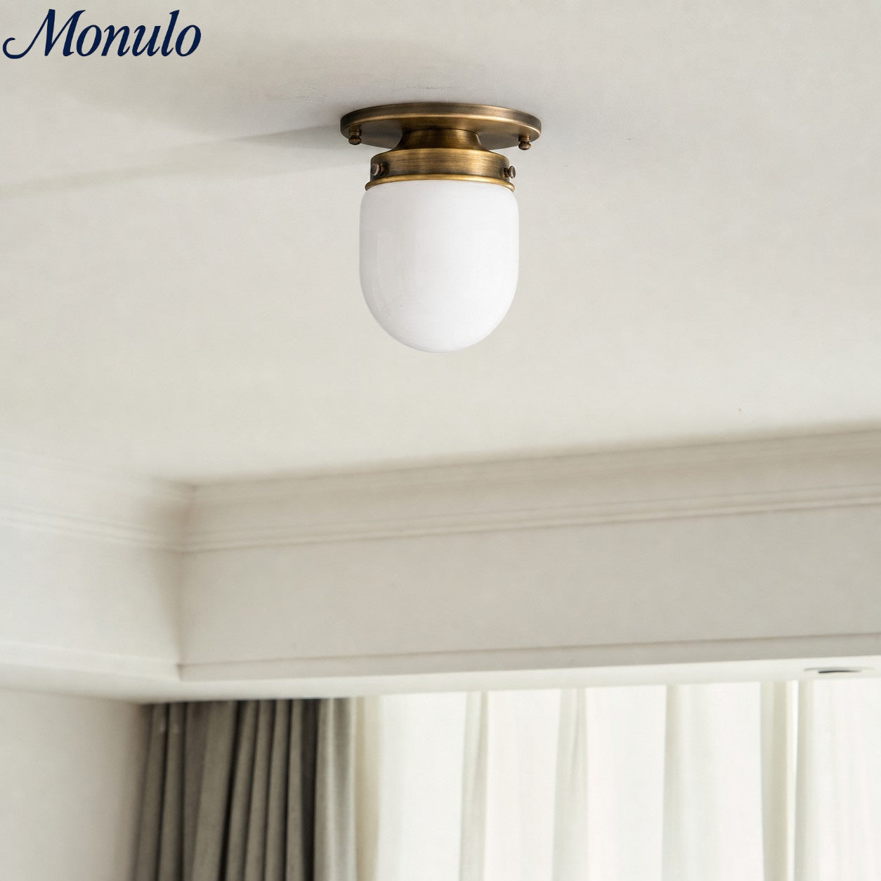 Opaal Glazen Wandlamp & Plafondlamp Dubbelfunctie Modern Design Messing