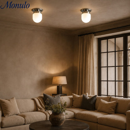 Opaal Glazen Wandlamp & Plafondlamp Dubbelfunctie Modern Design Messing