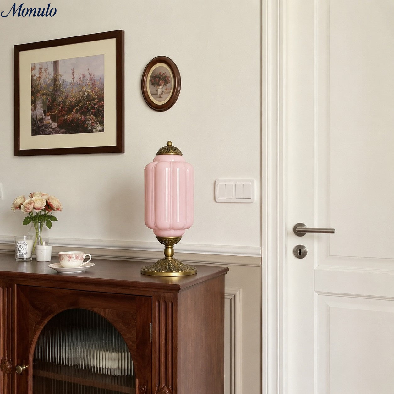 Glazen Tafellamp met Scallop Design Vintage Stijl Slaapkamer Woonkamer Accentverlichting Zwart Messing Matglas
