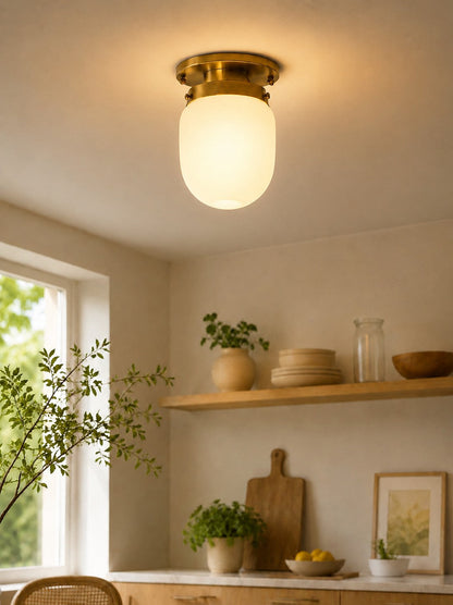 Opaal Glazen Wandlamp & Plafondlamp Dubbelfunctie Modern Design Messing
