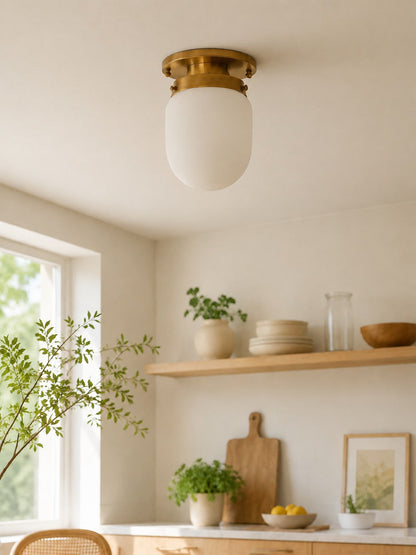 Opaal Glazen Wandlamp & Plafondlamp Dubbelfunctie Modern Design Messing