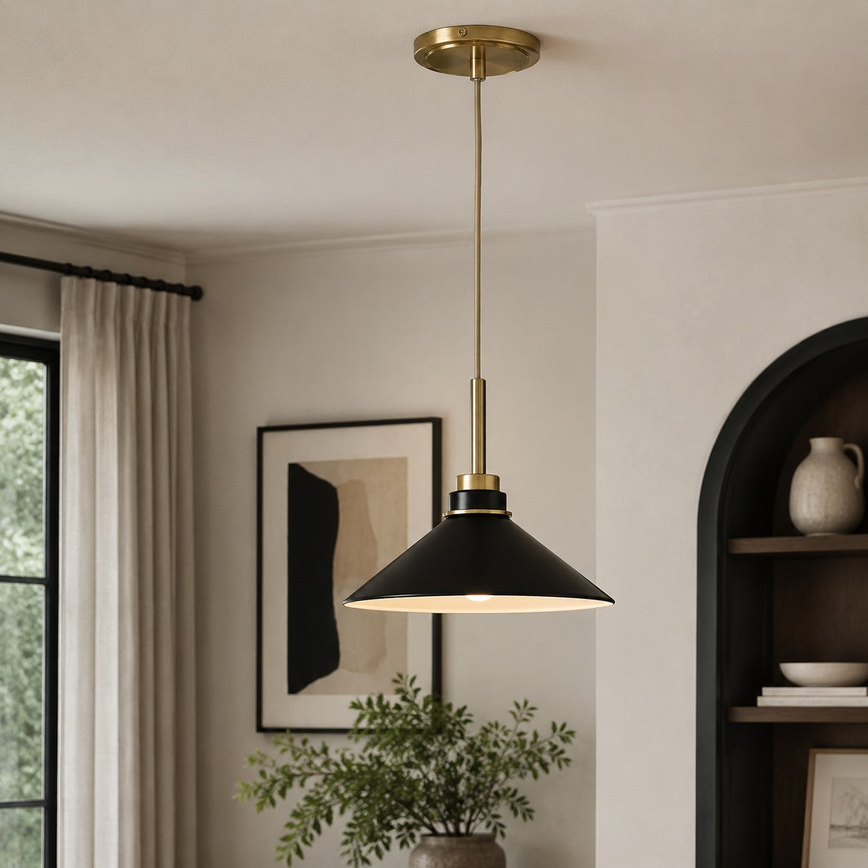 Kegelvormige Hanglamp in Landelijke Stijl - Dimbaar - Voor Keuken en Hal - Scandinavisch Geïnspireerd - Modern Farmhouse Verlichting