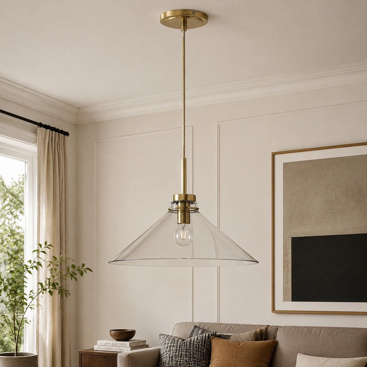 Kegelvormige Hanglamp in Landelijke Stijl - Dimbaar - Voor Keuken en Hal - Scandinavisch Geïnspireerd - Modern Farmhouse Verlichting