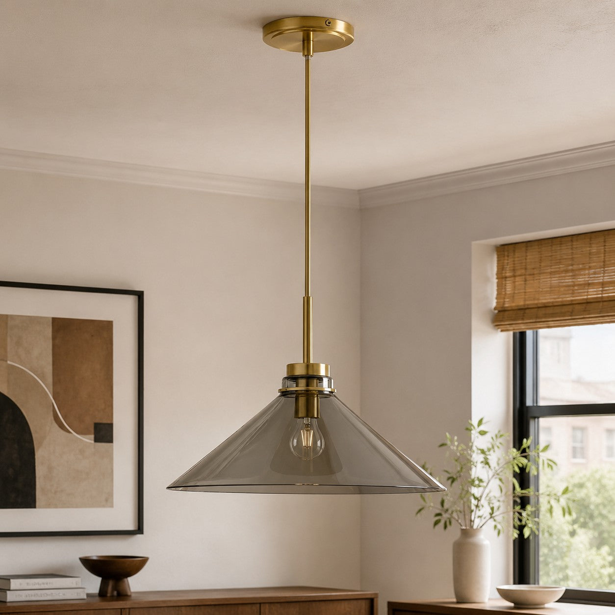 Kegelvormige Hanglamp in Landelijke Stijl - Dimbaar - Voor Keuken en Hal - Scandinavisch Geïnspireerd - Modern Farmhouse Verlichting