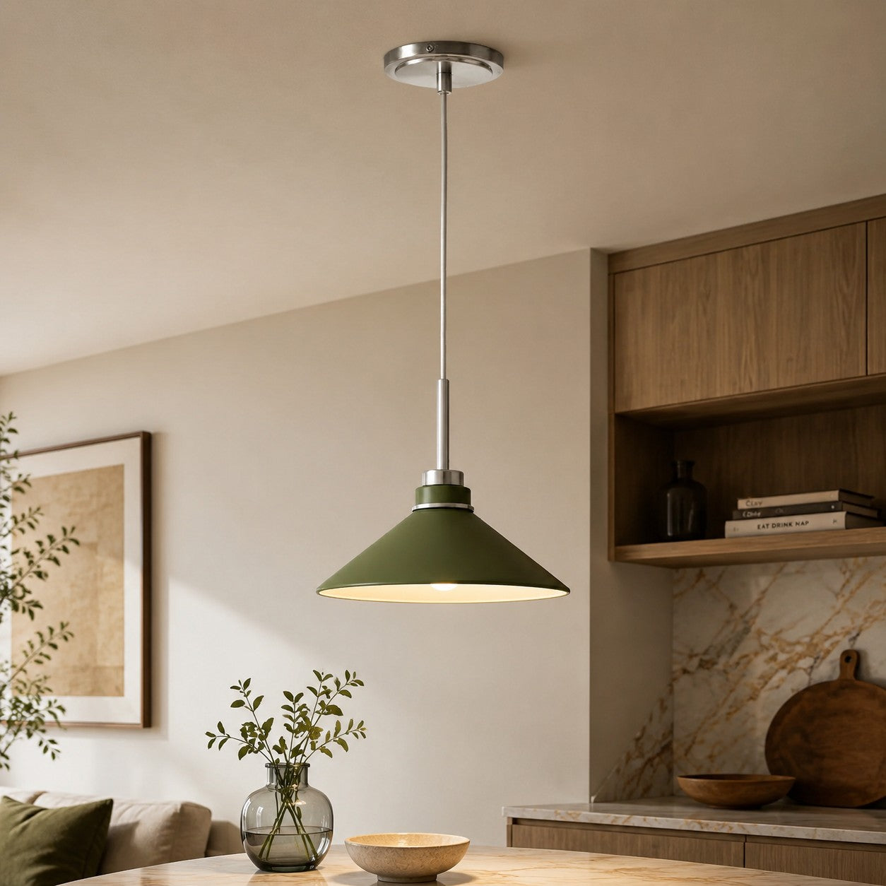 Kegelvormige Hanglamp in Landelijke Stijl - Dimbaar - Voor Keuken en Hal - Scandinavisch Geïnspireerd - Modern Farmhouse Verlichting
