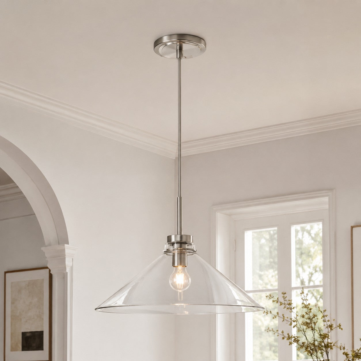 Kegelvormige Hanglamp in Landelijke Stijl - Dimbaar - Voor Keuken en Hal - Scandinavisch Geïnspireerd - Modern Farmhouse Verlichting