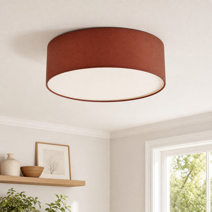 Plafondlamp met Linnen Kap – Drumvorm Ø30/45cm – Modern Scandinavisch Design – Elegante Verlichting Woonkamer Slaapkamer Eetkamer