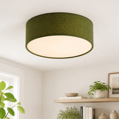 Plafondlamp met Linnen Kap – Drumvorm Ø30/45cm – Modern Scandinavisch Design – Elegante Verlichting Woonkamer Slaapkamer Eetkamer