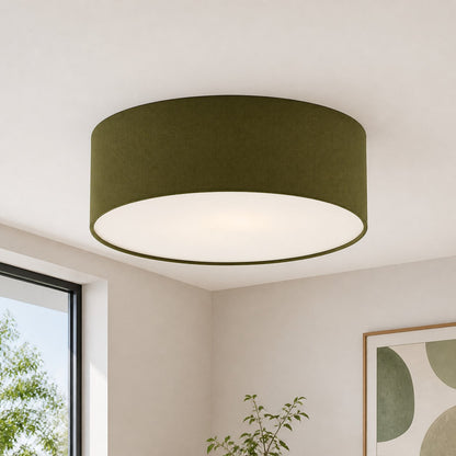 Plafondlamp met Linnen Kap – Drumvorm Ø30/45cm – Modern Scandinavisch Design – Elegante Verlichting Woonkamer Slaapkamer Eetkamer