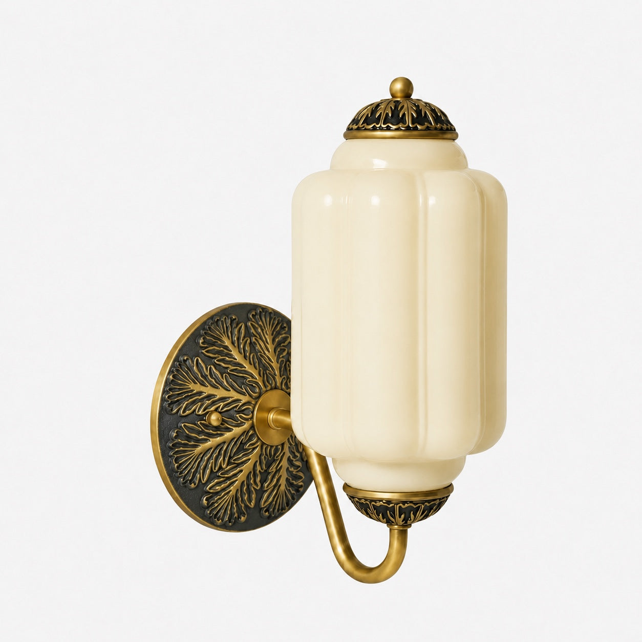 Eloise Vintage Scalloped Milk Glass Wall Sconce - Modern Accent Lighting for Bathroom and Bedroom