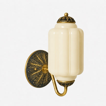 Eloise Vintage Scalloped Milk Glass Wall Sconce - Modern Accent Lighting for Bathroom and Bedroom