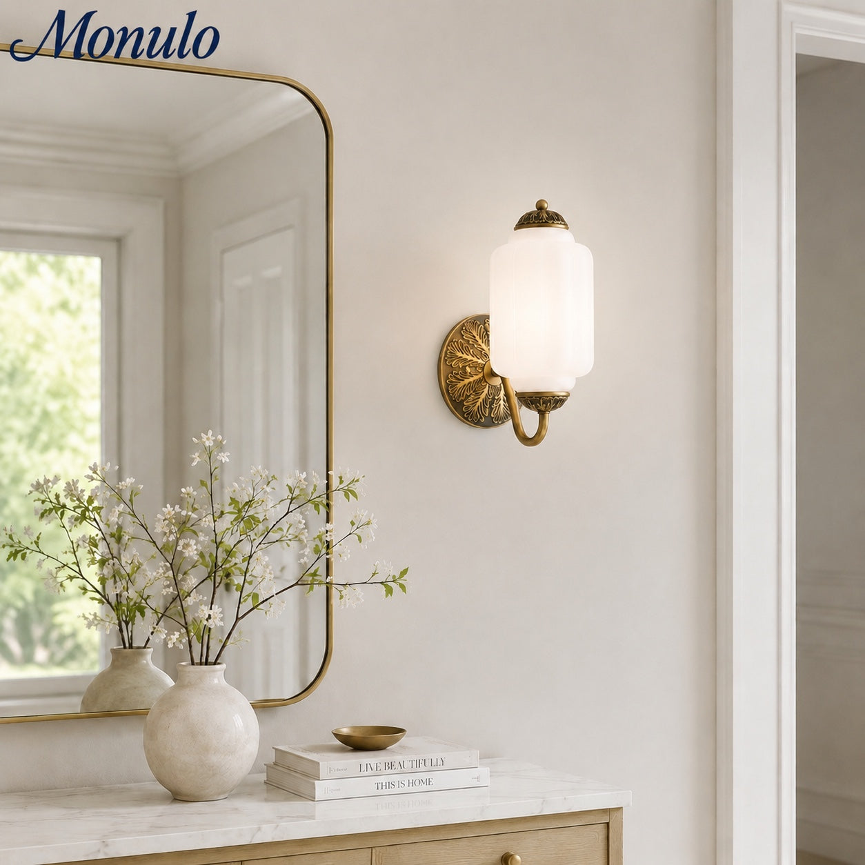 Eloise Vintage Scalloped Milk Glass Wall Sconce - Modern Accent Lighting for Bathroom and Bedroom
