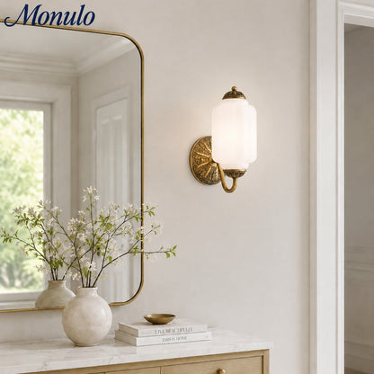 Eloise Vintage Scalloped Milk Glass Wall Sconce - Modern Accent Lighting for Bathroom and Bedroom