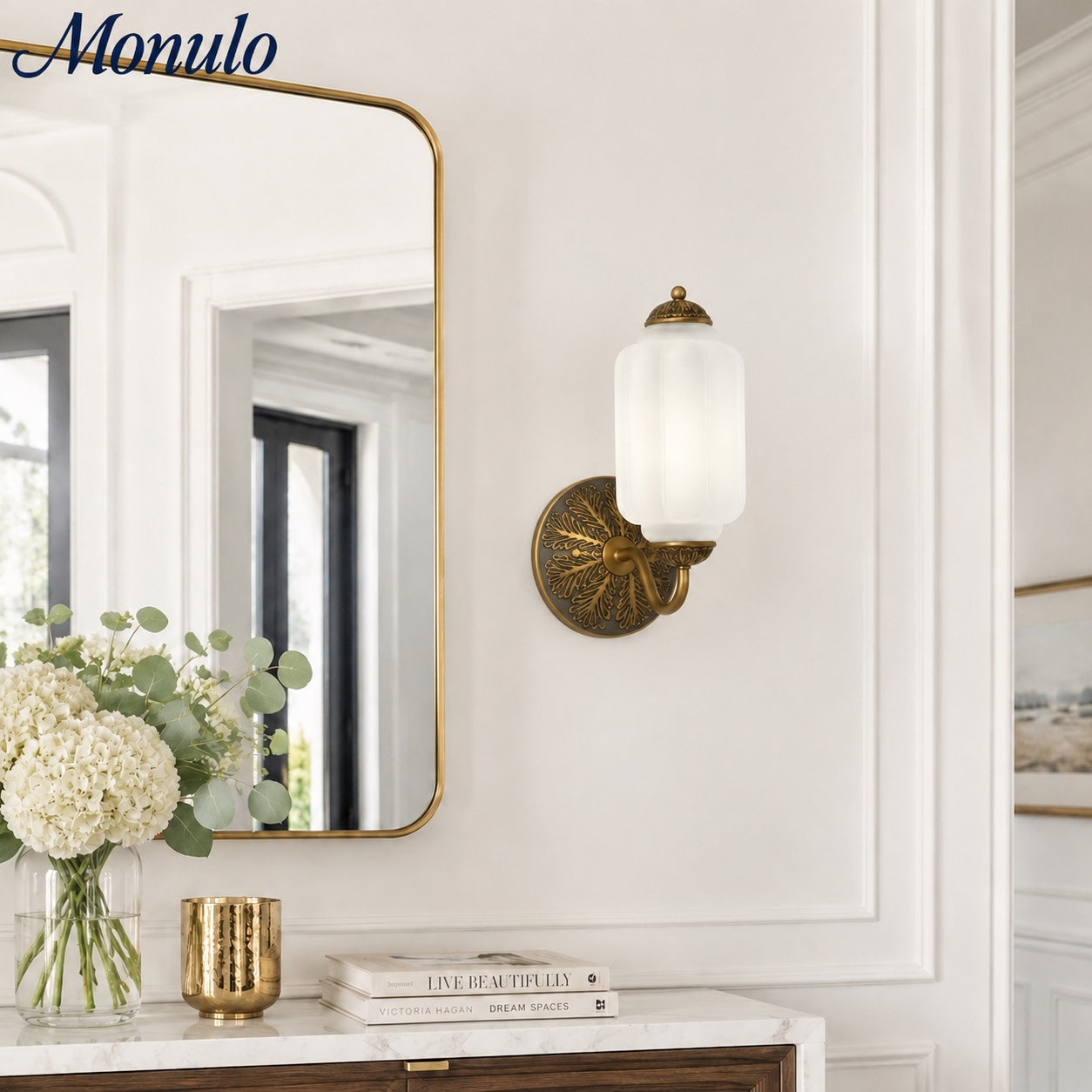 Eloise Vintage Scalloped Milk Glass Wall Sconce - Modern Accent Lighting for Bathroom and Bedroom