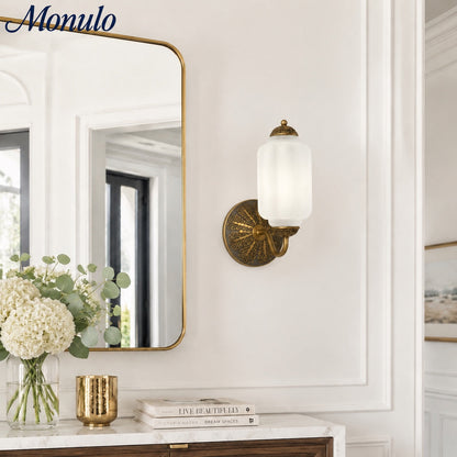 Eloise Vintage Scalloped Milk Glass Wall Sconce - Modern Accent Lighting for Bathroom and Bedroom