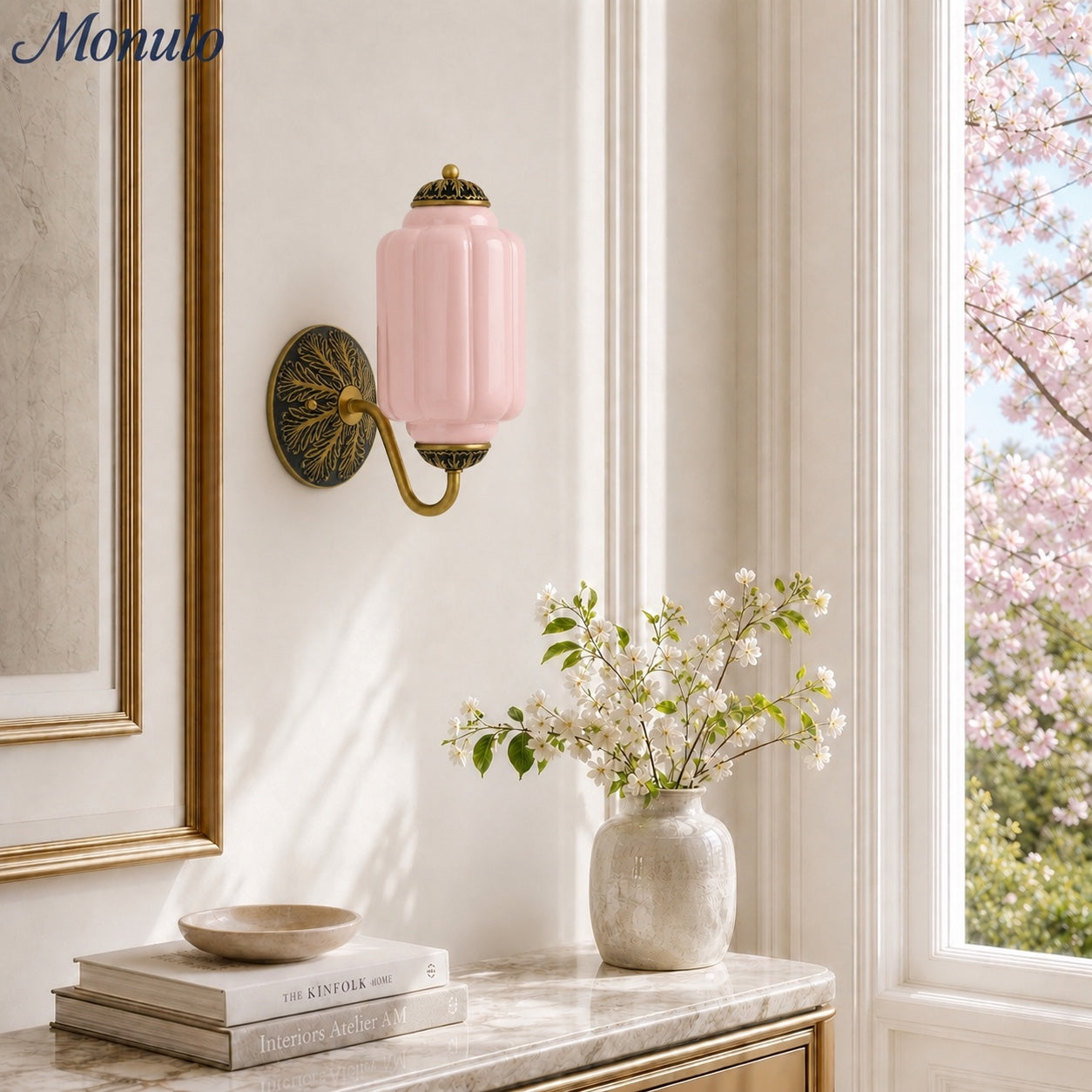 Eloise Vintage Scalloped Milk Glass Wall Sconce - Modern Accent Lighting for Bathroom and Bedroom