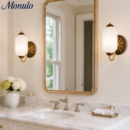 Eloise Vintage Scalloped Milk Glass Wall Sconce - Modern Accent Lighting for Bathroom and Bedroom