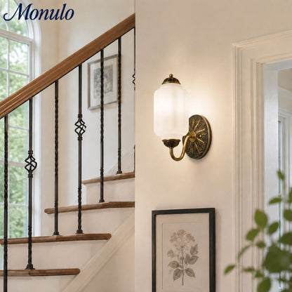 Eloise Vintage Scalloped Milk Glass Wall Sconce - Modern Accent Lighting for Bathroom and Bedroom