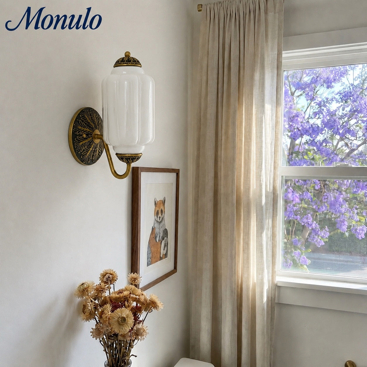 Eloise Vintage Scalloped Milk Glass Wall Sconce - Modern Accent Lighting for Bathroom and Bedroom