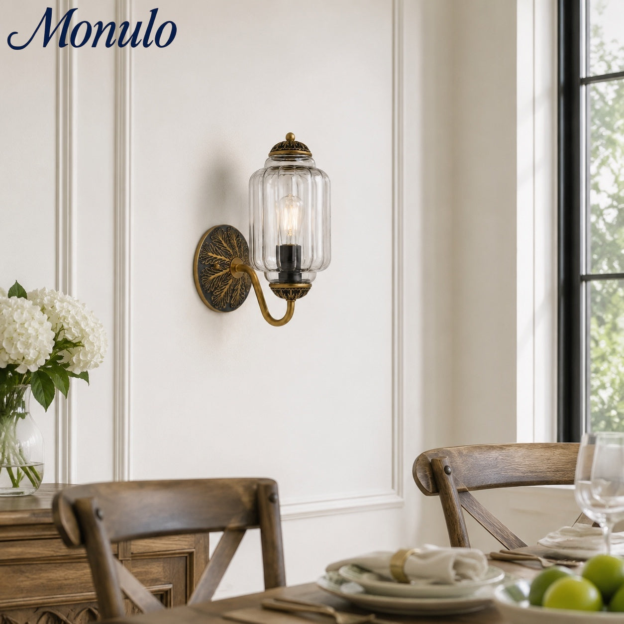 Eloise Vintage Scalloped Milk Glass Wall Sconce - Modern Accent Lighting for Bathroom and Bedroom