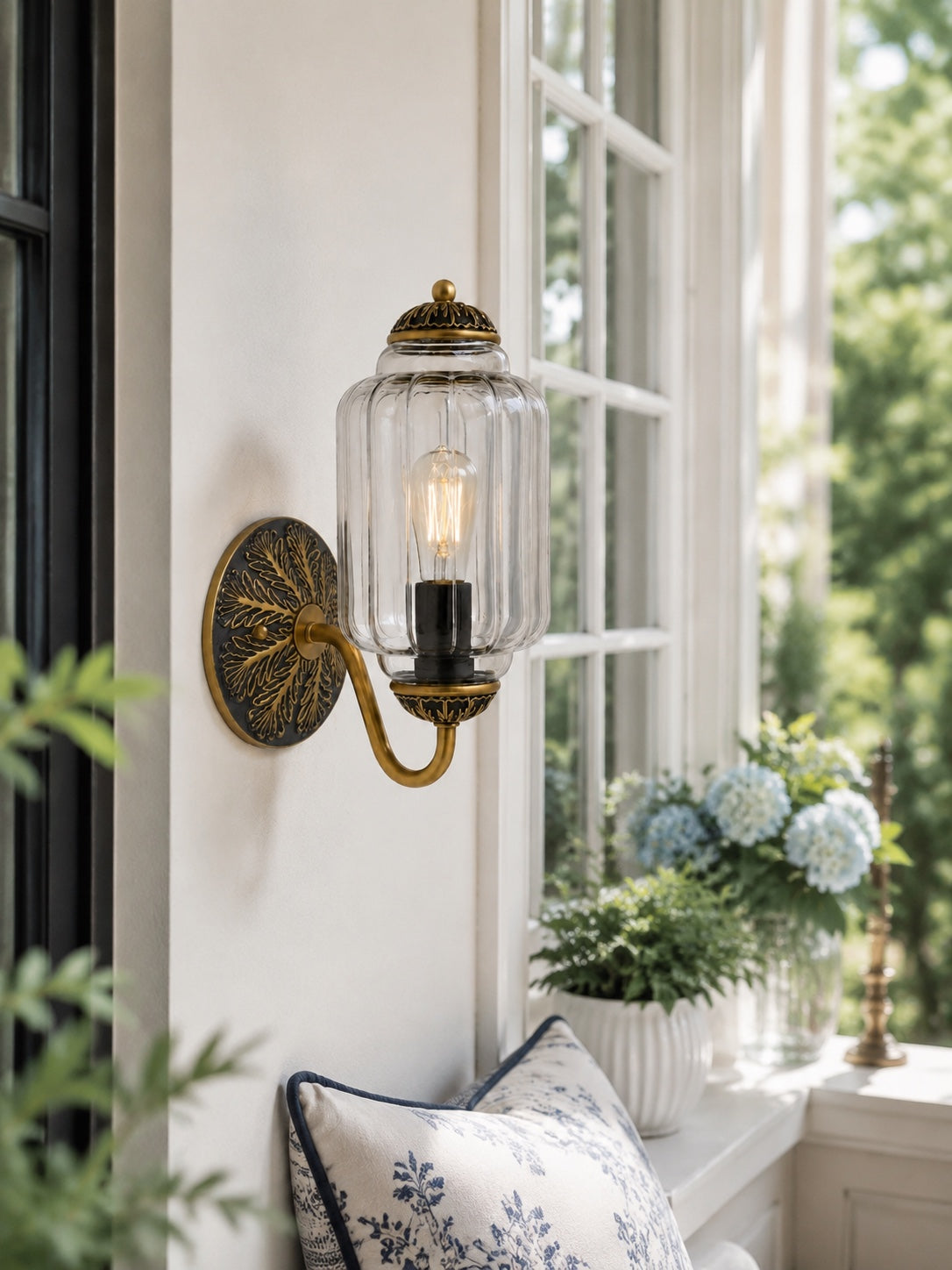Eloise Vintage Scalloped Milk Glass Wall Sconce - Modern Accent Lighting for Bathroom and Bedroom