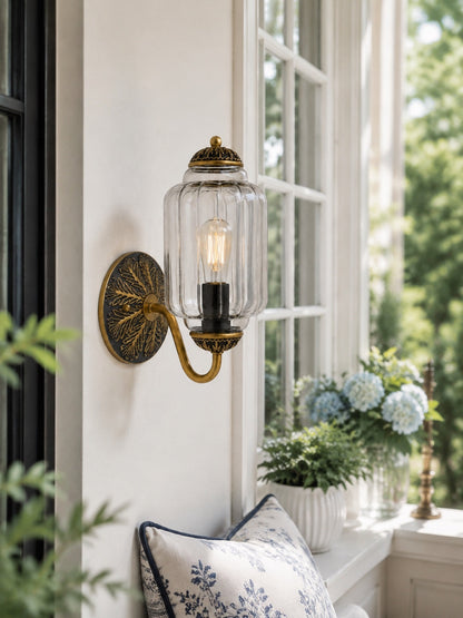 Eloise Vintage Scalloped Milk Glass Wall Sconce - Modern Accent Lighting for Bathroom and Bedroom