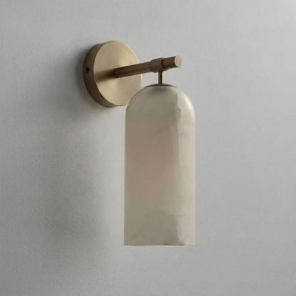Albast Wandlamp Cilindervorm Minimalistisch Gouden Armatuur Warme Gloed Verlichting
