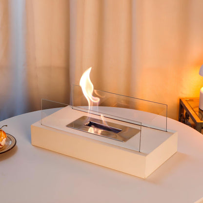 Bioethanol Tafelkachel Draagbaar Gehard Glas & Staal Design voor Binnen & Buiten Rookvrij Sfeerverlichting