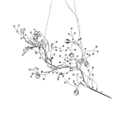 Metallic Kroonluchter met Kristallen Takken – 10 Lichtpunten – Romantische Hanglamp voor Woonkamer, Eetkamer en Slaapkamer