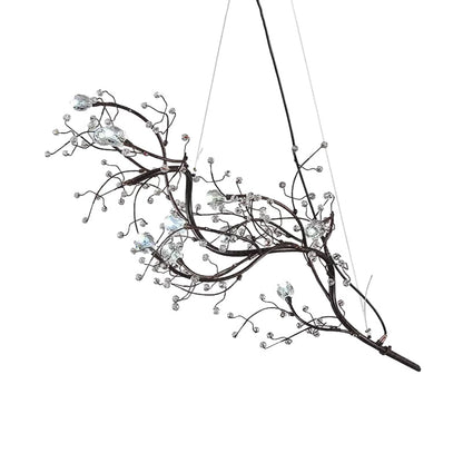 Metallic Kroonluchter met Kristallen Takken – 10 Lichtpunten – Romantische Hanglamp voor Woonkamer, Eetkamer en Slaapkamer