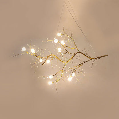 Metallic Kroonluchter met Kristallen Takken – 10 Lichtpunten – Romantische Hanglamp voor Woonkamer, Eetkamer en Slaapkamer