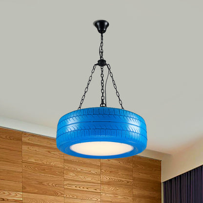 Industriële Hanglamp Autoband Rubber met Ketting voor Bar | Creatieve Verlichting Groen Geel Roze Rood Blauw