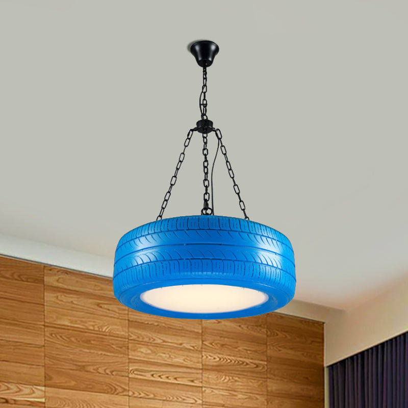 Industriële Hanglamp Autoband Rubber met Ketting voor Bar | Creatieve Verlichting Groen Geel Roze Rood Blauw