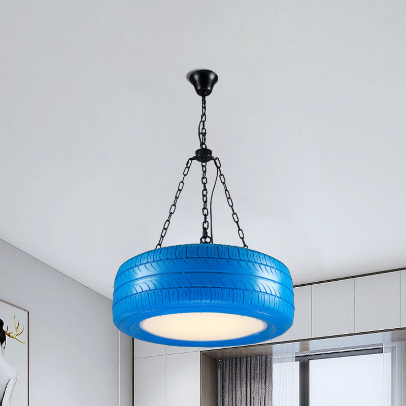 Industriële Hanglamp Autoband Rubber met Ketting voor Bar | Creatieve Verlichting Groen Geel Roze Rood Blauw