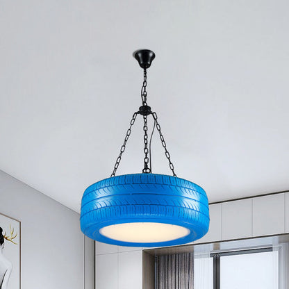Industriële Hanglamp Autoband Rubber met Ketting voor Bar | Creatieve Verlichting Groen Geel Roze Rood Blauw