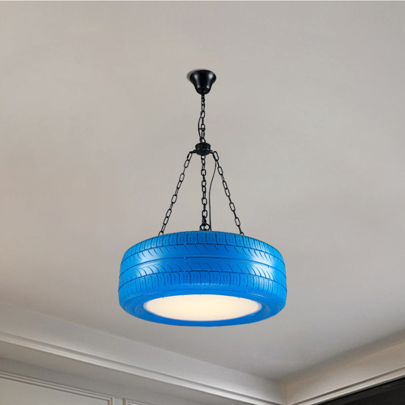 Industriële Hanglamp Autoband Rubber met Ketting voor Bar | Creatieve Verlichting Groen Geel Roze Rood Blauw