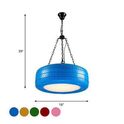 Industriële Hanglamp Autoband Rubber met Ketting voor Bar | Creatieve Verlichting Groen Geel Roze Rood Blauw
